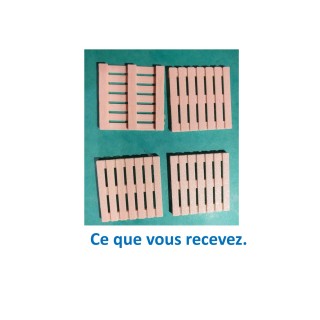 4 Palettes bois carrée 23 x 23 x 3,5, échelle zéro - 1,43,5