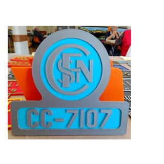 Reproduction miniature, en impression 3D, de la Plaque frontale de la CC 7107. En 17 cm.