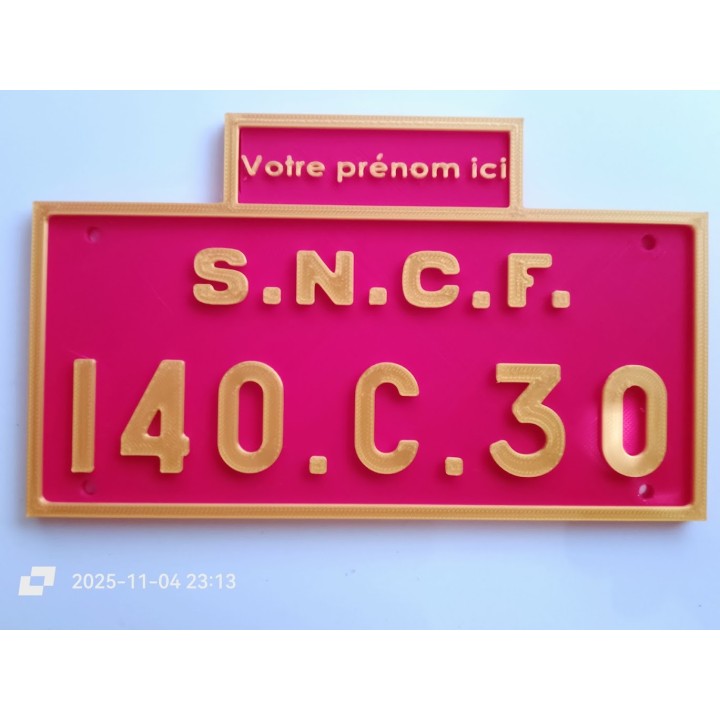 140 C 30, plaque de locomotive à vapeur, personnalisable.