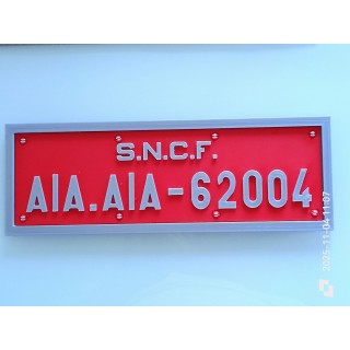 Reproduction miniature personnalisable, en impression 3D, d'une Plaque de numérotation d'A1A A1A 62000 , Baldwin. 250 mm