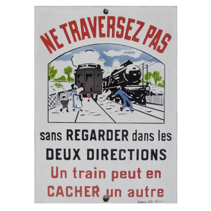 Plaque de passage à Niveau émaillerie Edmond Jean.