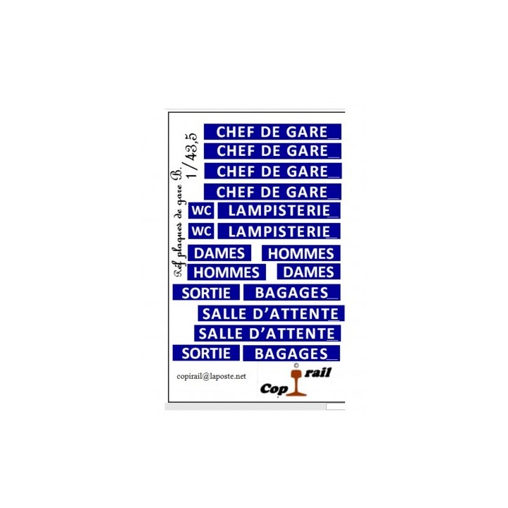 Plaques de gares 1/43,5 Bleues